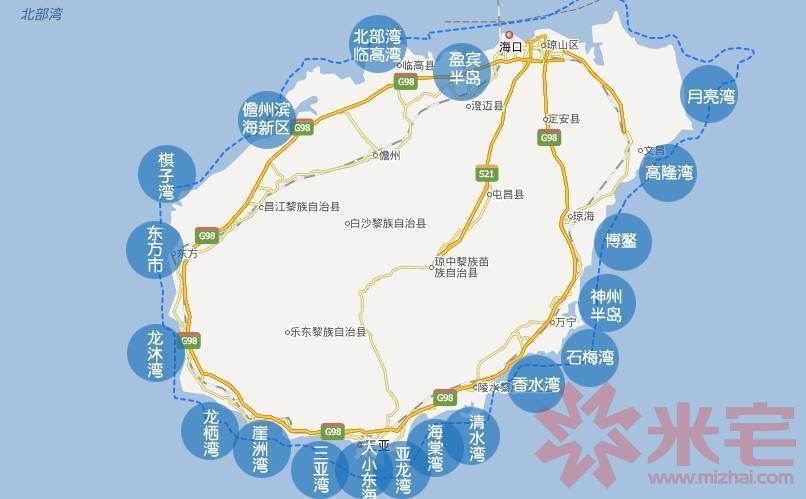 岛海湾分布图:这个已经分析过了,一定要站在更高的位置来看待海南房产