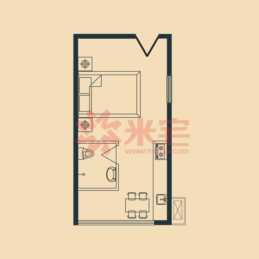 a户型 一室一厅 35㎡ 1室1厅1卫0厨 35.00㎡