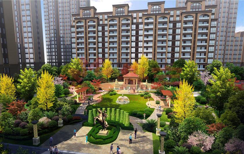 效果图 海天国际小区绿化透视图