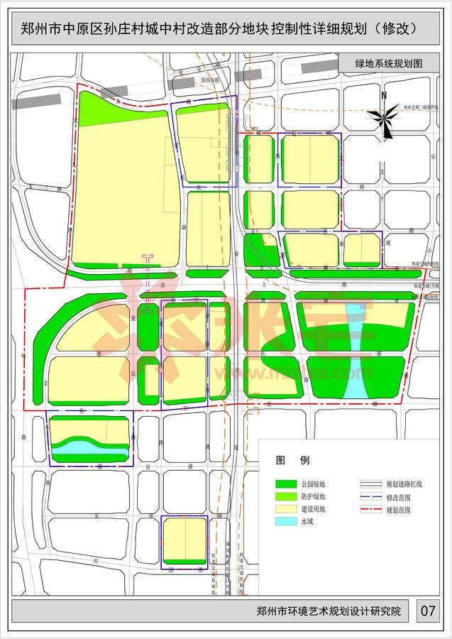 规划公示图 郑州市中原区孙庄村城中村改造部分地块控制性详细规划